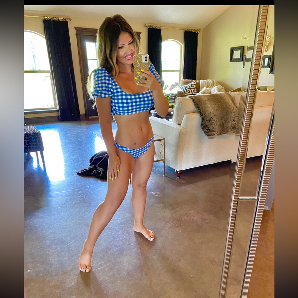 Gianni Bini Blue and White Gingham Bikini
